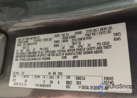 2014 Ford Escape Titanium из США, поврежденный, VIN 1FMCU9J94EUD15298